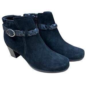 Clarks Bendables Black Suede Ankle Boots 68728 Women's Size 8.5W EUC